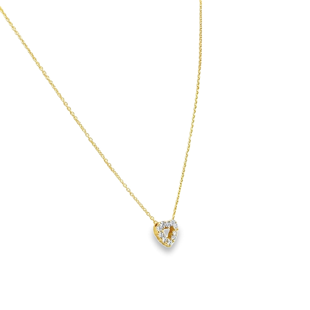 18K Yellow Gold Diamond Tiny Treasures Open Heart Pendant Necklace