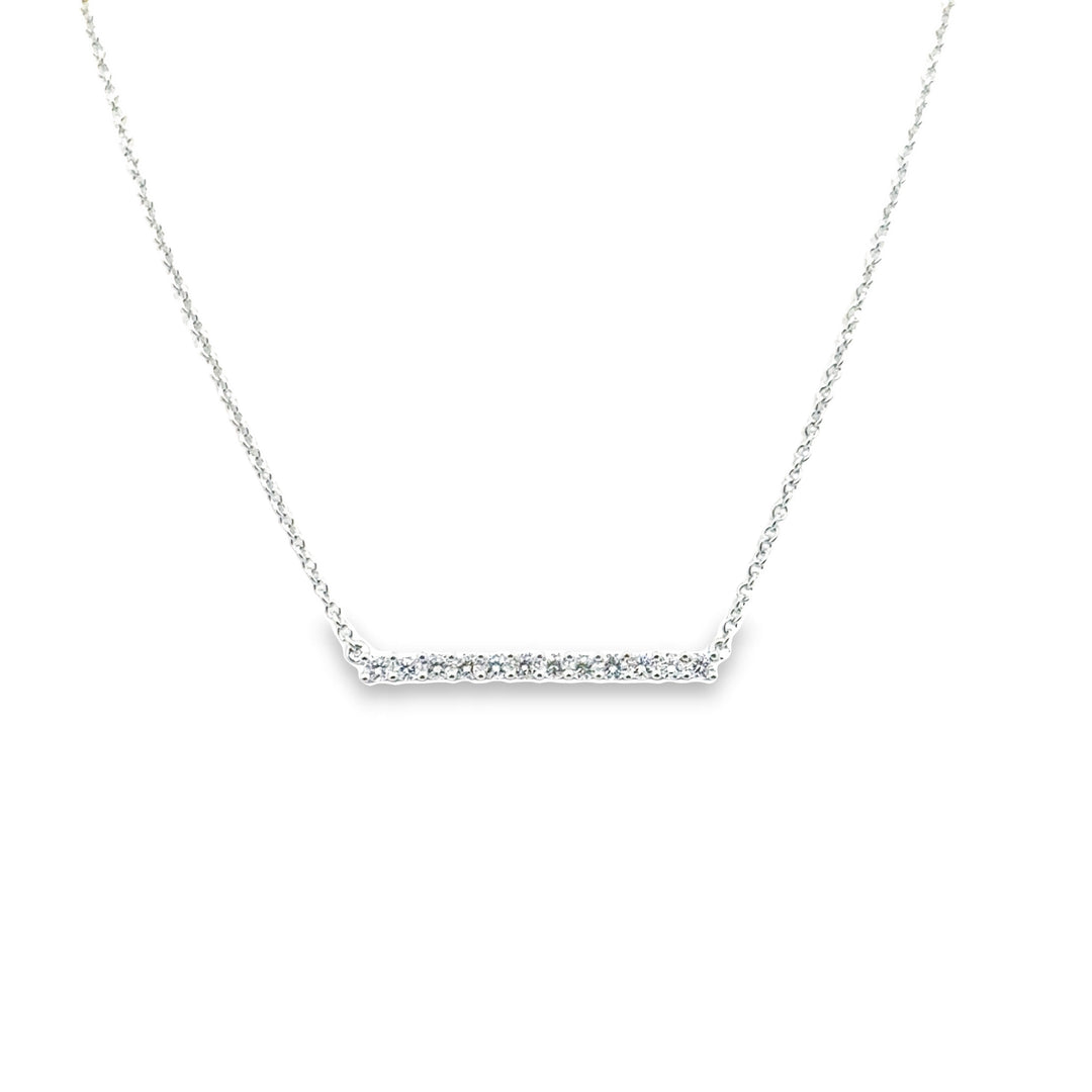 18K White Gold Diamond Bar Necklace (Small)