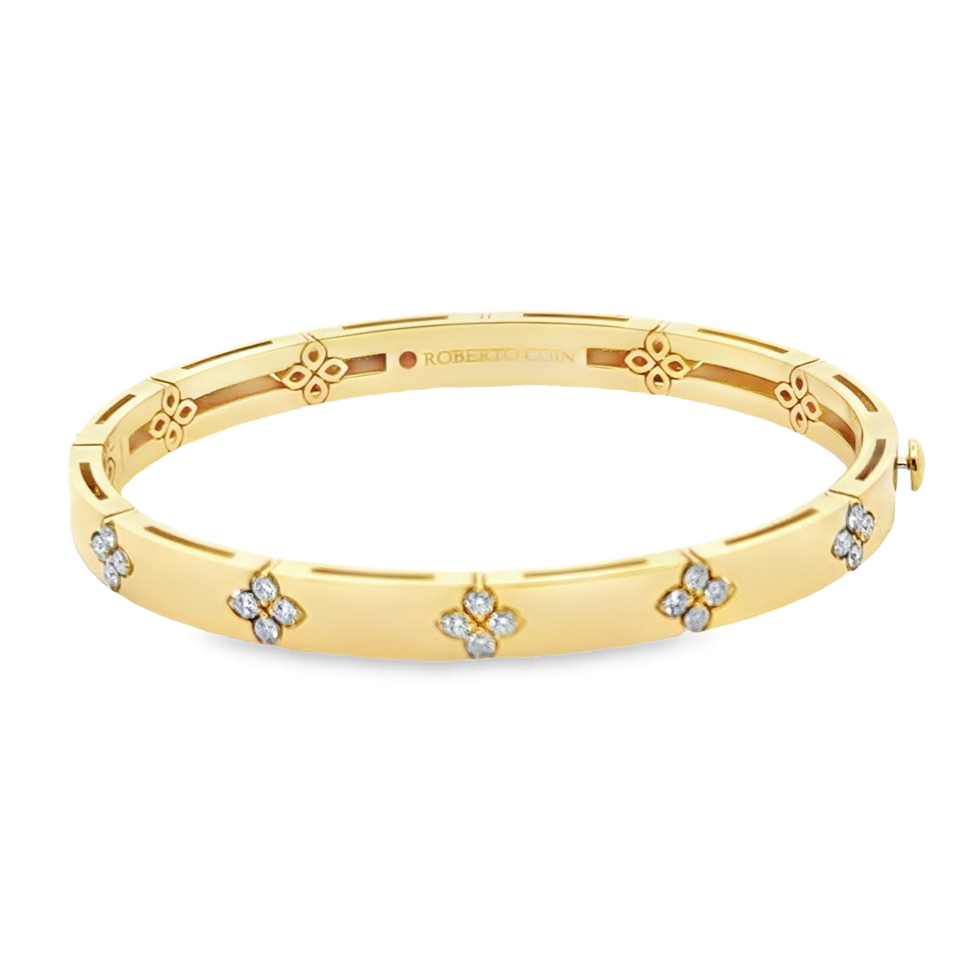 18K Yellow Gold Diamond Love in Verona Medium Width Bangle Bracelet