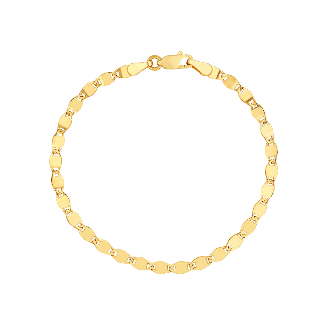 14K Yellow Gold Valentino Link Chain Bracelet