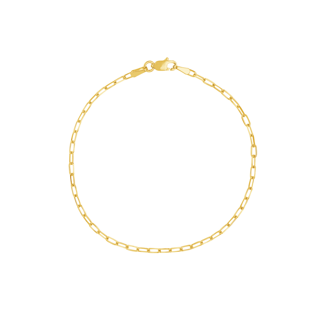 14K Yellow Gold Paperclip Chain Bracelet