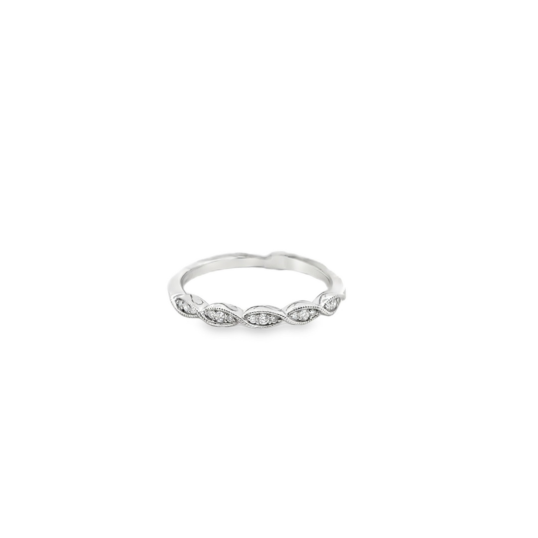 14K White Gold Diamond Twist Stacker Ring