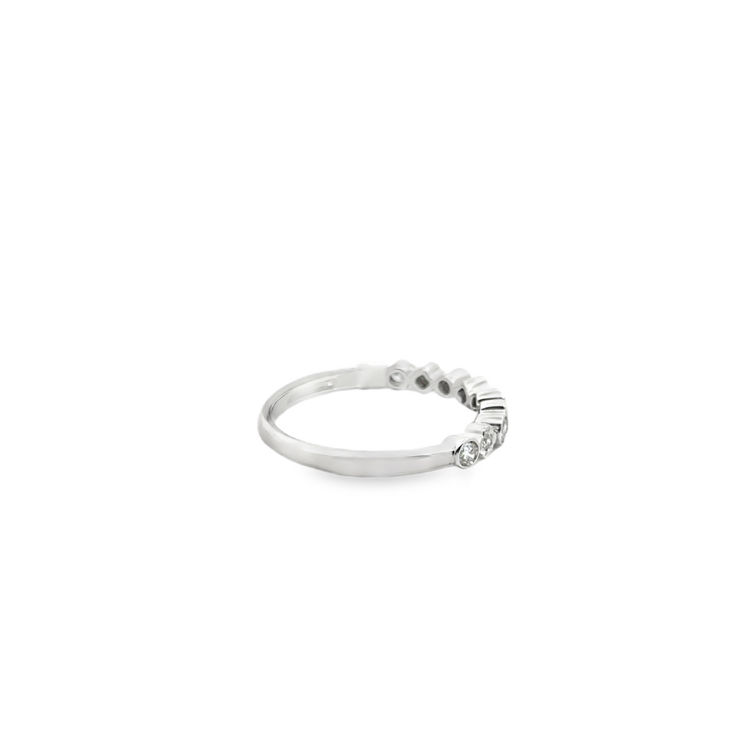 14K White Gold Diamond Clover Bezel Stacker Ring