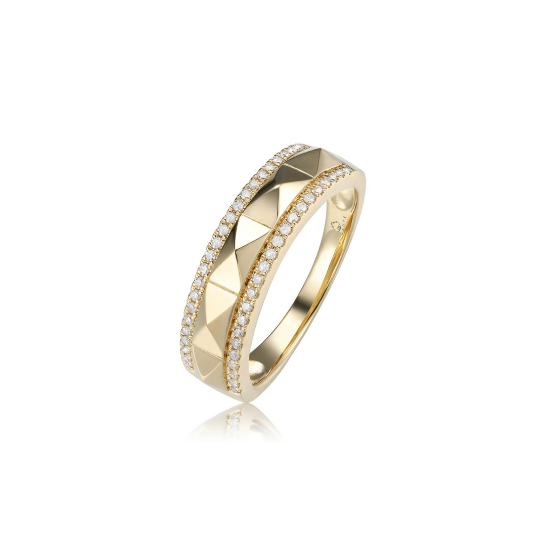 14K Yellow Gold Diamond Studded Ring