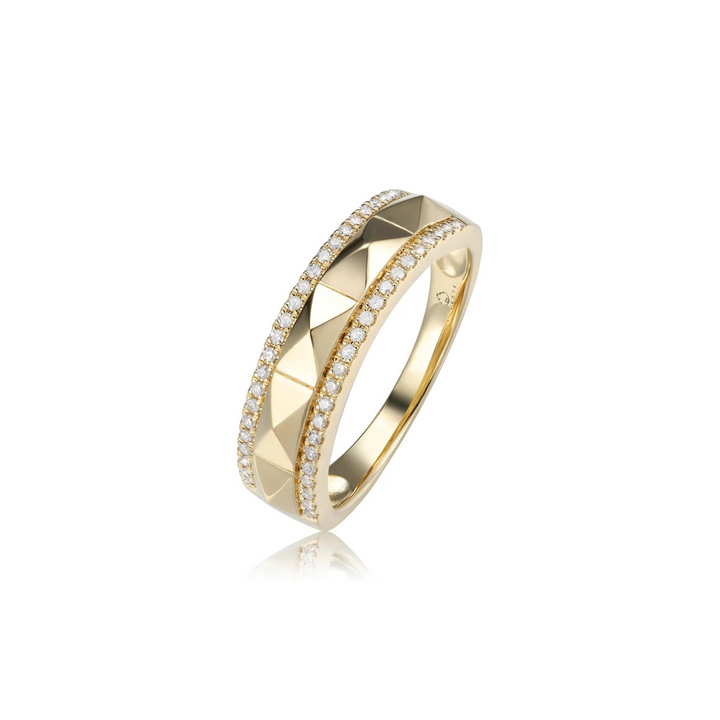 14K Yellow Gold Diamond Studded Ring