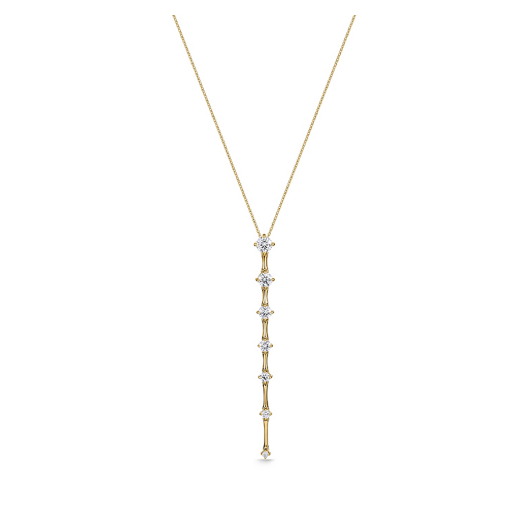 18K Yellow Gold Diamond Cadence Graduated Pendant Necklace (Medium)