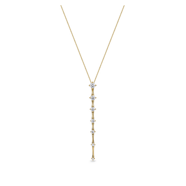 18K Yellow Gold Diamond Cadence Graduated Pendant Necklace (Medium)