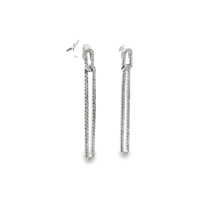 14K White Gold Diamond Legacy Paperclip Drop Earrings (Large)