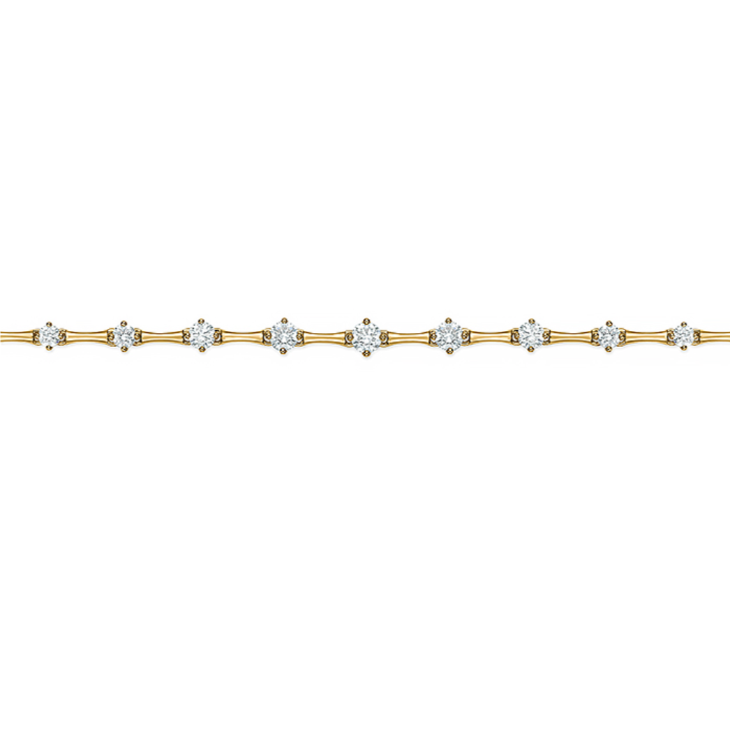 18K Yellow Gold Diamond Cadence Graduated Bolo Bracelet