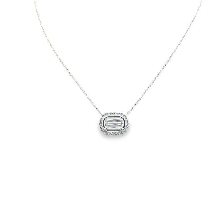 18K White Gold Diamond Halo Necklace