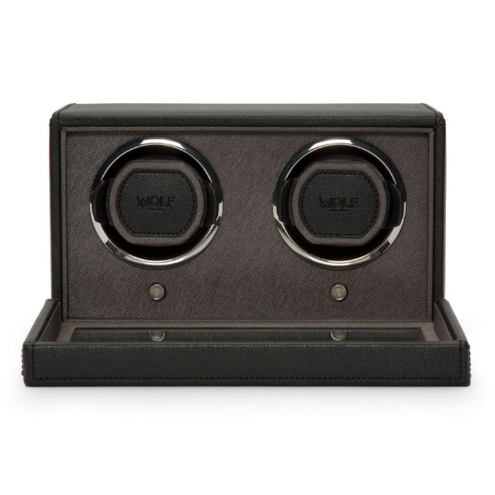 Cub Double Watch Winder With Cover In Black