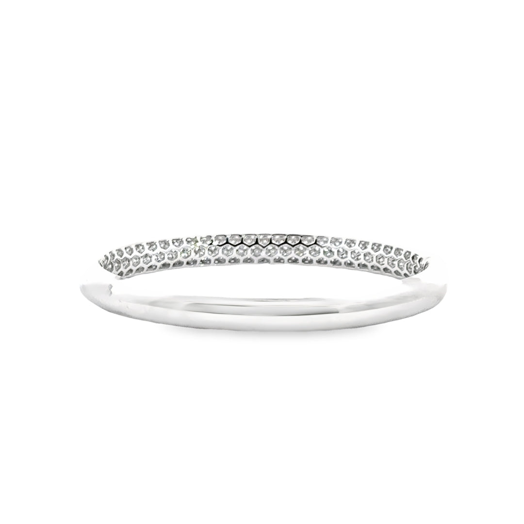 18K White Gold Diamond Pirouette 5 Row Pave Bangle Bracelet