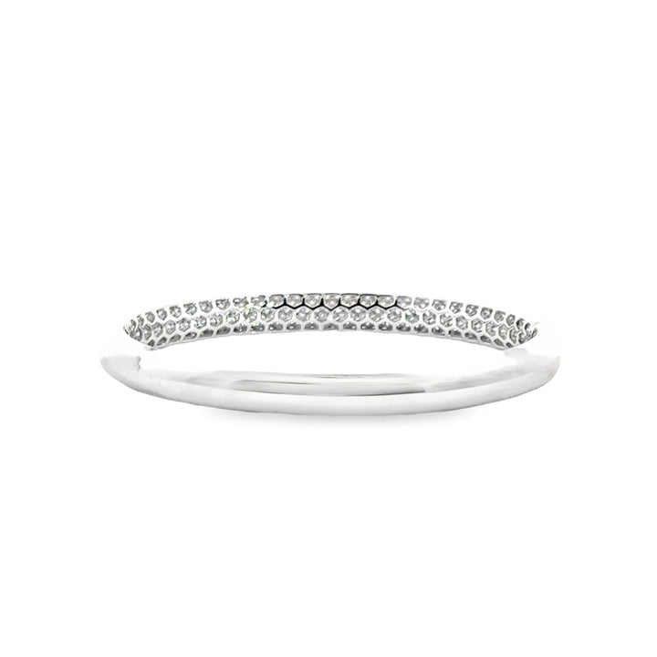 18K White Gold Diamond Pirouette 5 Row Pave Bangle Bracelet