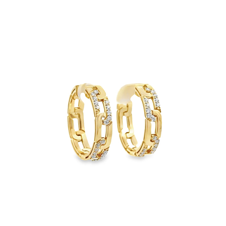 18K Yellow Gold Diamond Navarra Hoop Earrings (Large)