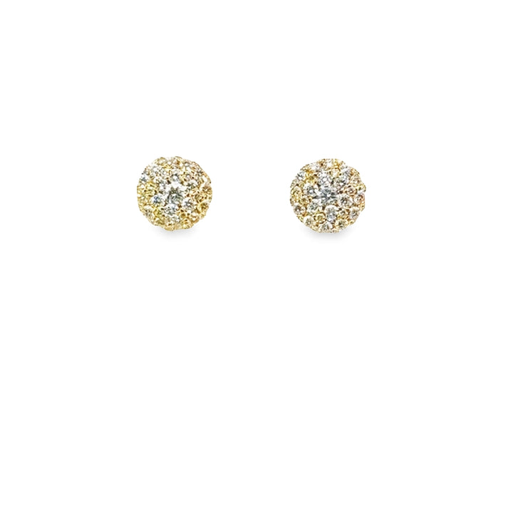 14K Yellow Gold Diamond Cluster Earrings (Medium)