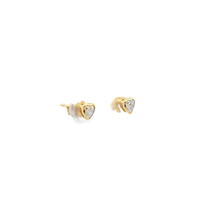 14K Yellow Gold Lab Grown Diamond Heart Bezel Set Solitaire Studs