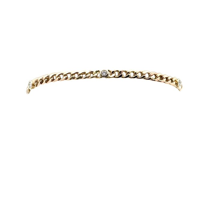 14K Yellow Gold Diamond Bezel Set Chain Bracelet