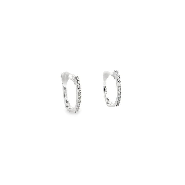 18K White Gold Diamond Pave Huggie Earrings