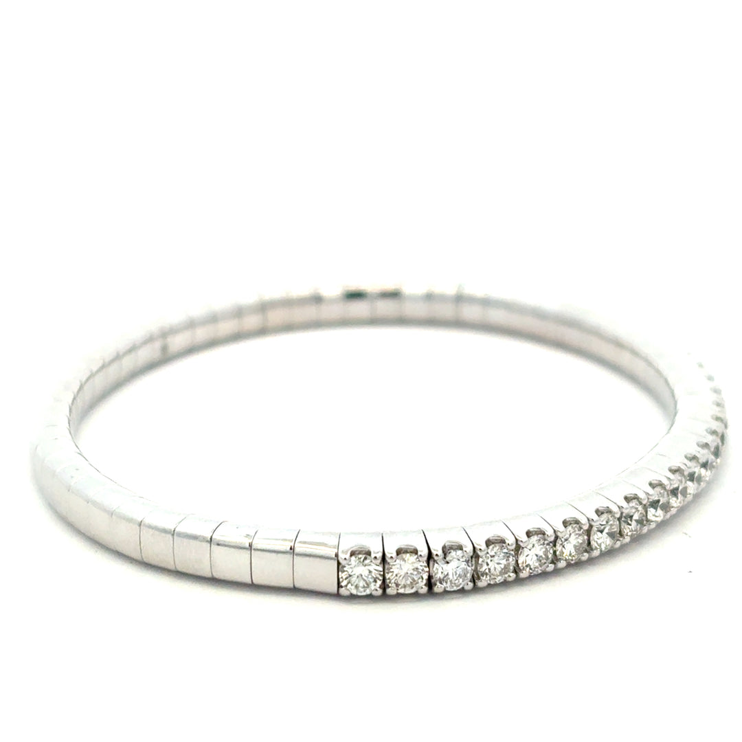 14K White Gold Diamond Stretch Half Tennis Bracelet