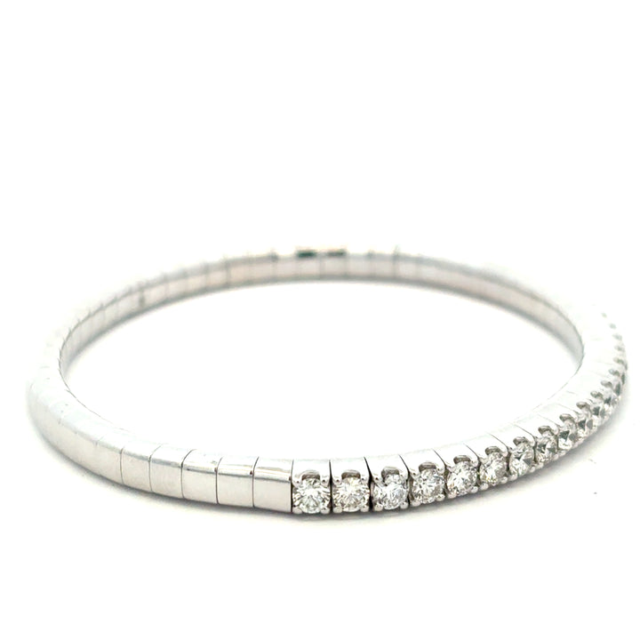 14K White Gold Diamond Stretch Half Tennis Bracelet