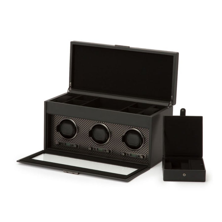 Axis Triple Watch Winder With Storage In Powder Coat