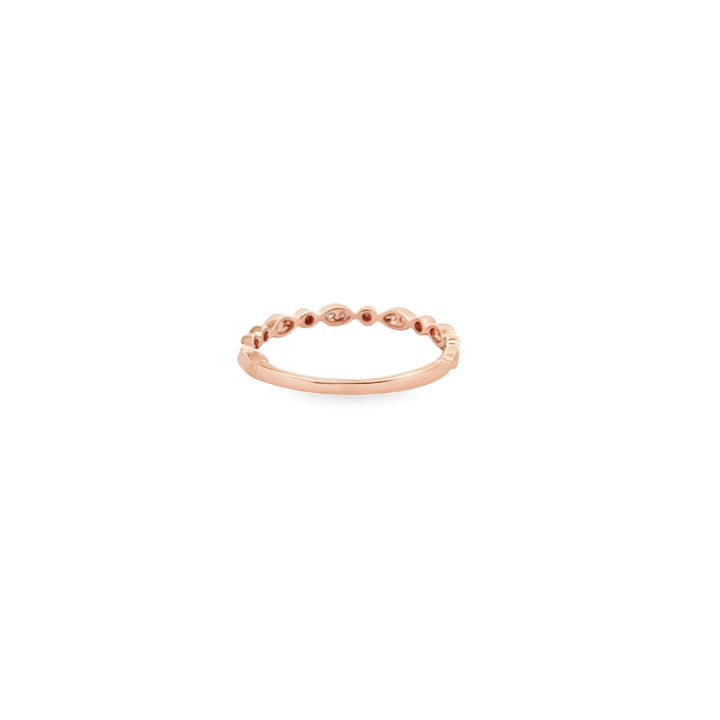 14K Rose Gold Diamond Dainty Classic Stacker Ring
