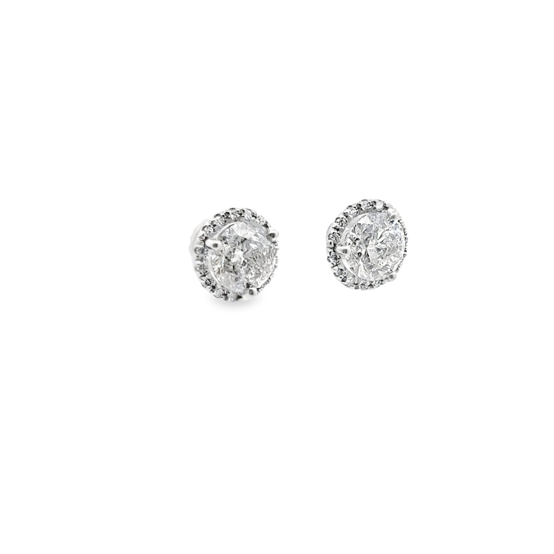 14K White Gold 4.00TW Diamond Halo Earrings