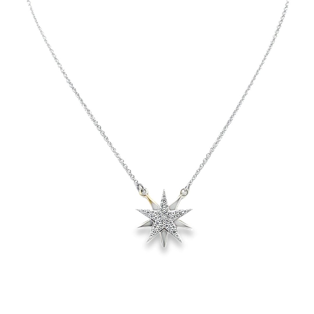 14K Two-Tone Gold Diamond Star Pendant Necklace