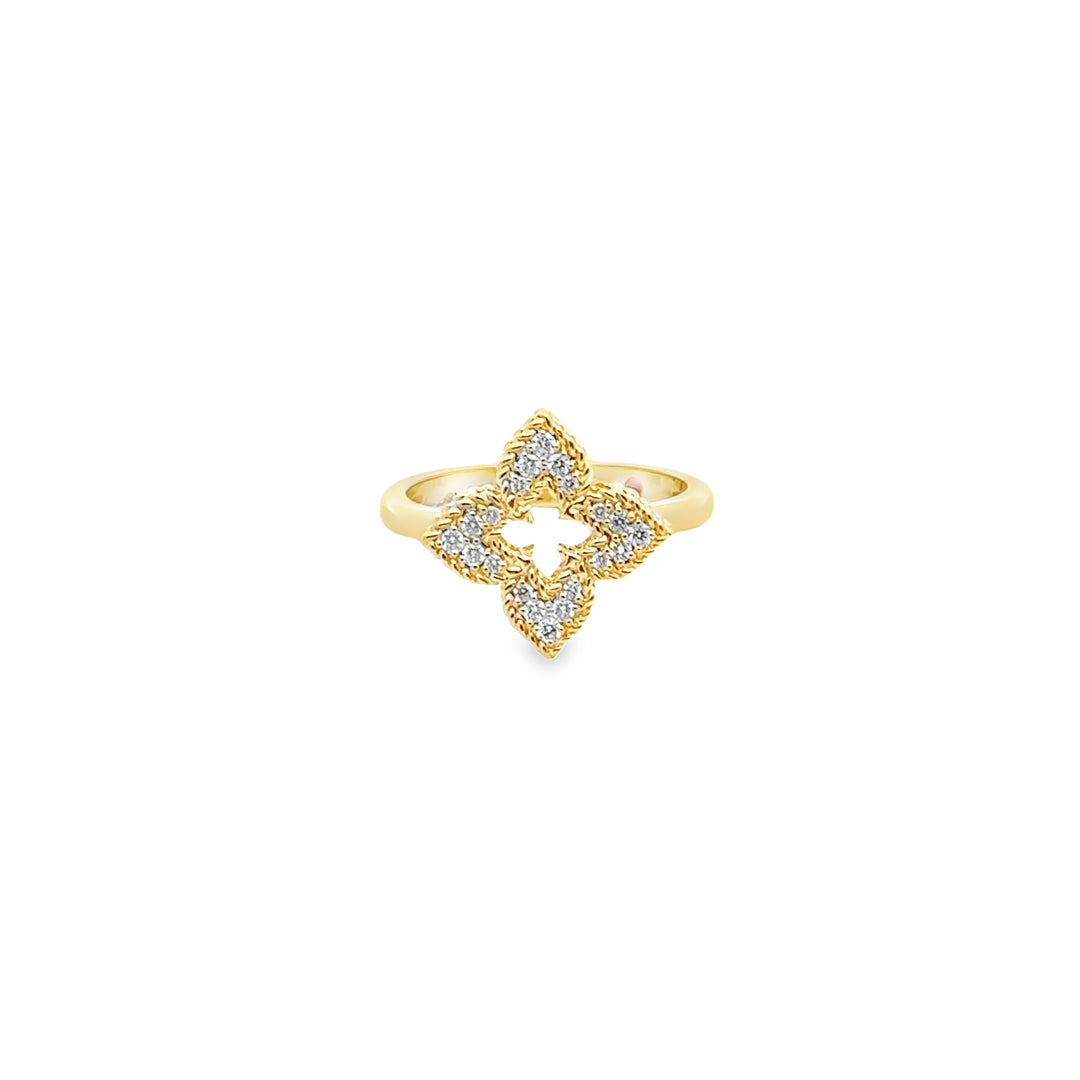 18K Yellow Gold Diamond Venetian Princess Pave Flower Ring (Small)