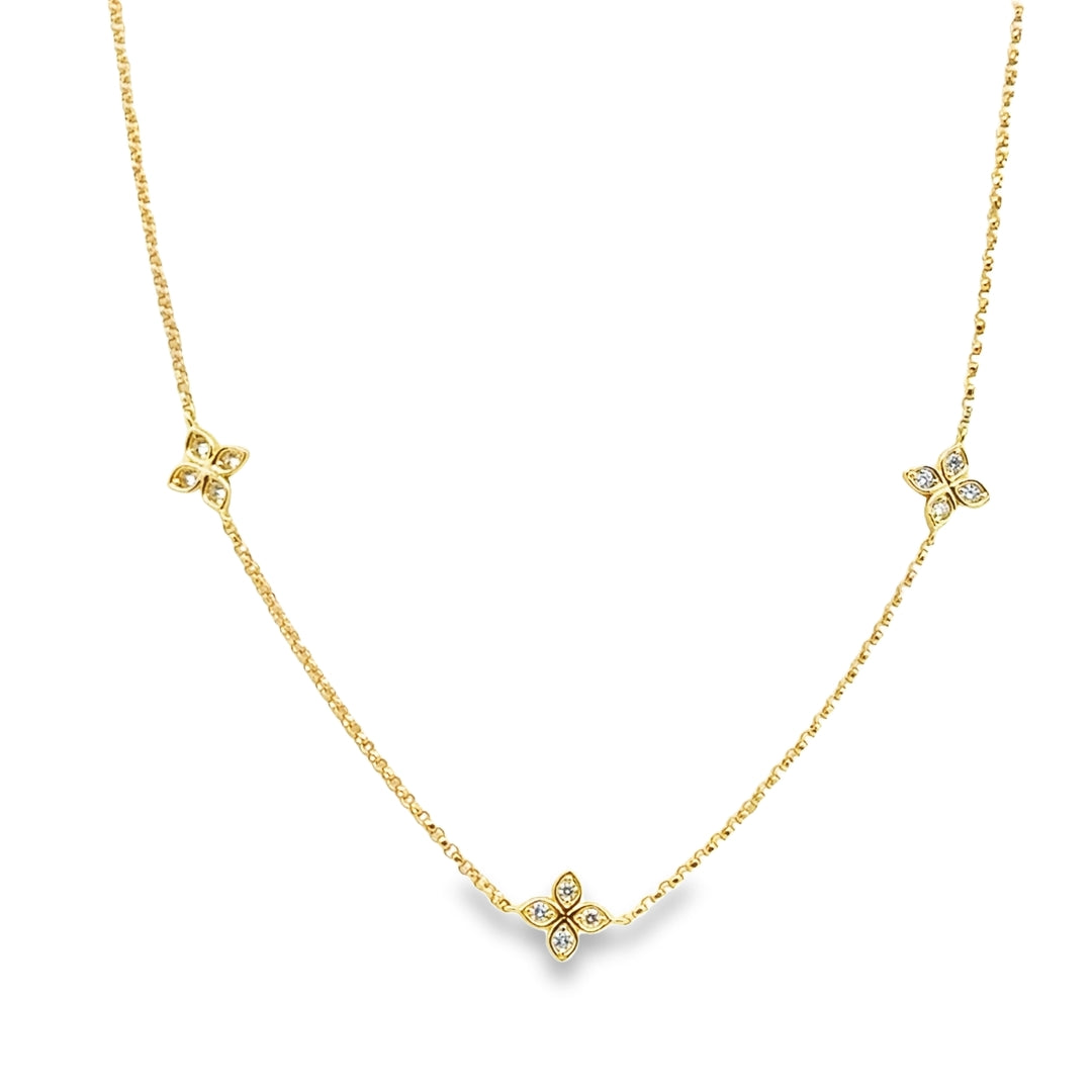 18K Yellow Gold Diamond Love by the Inch 5 Flower Station Necklace