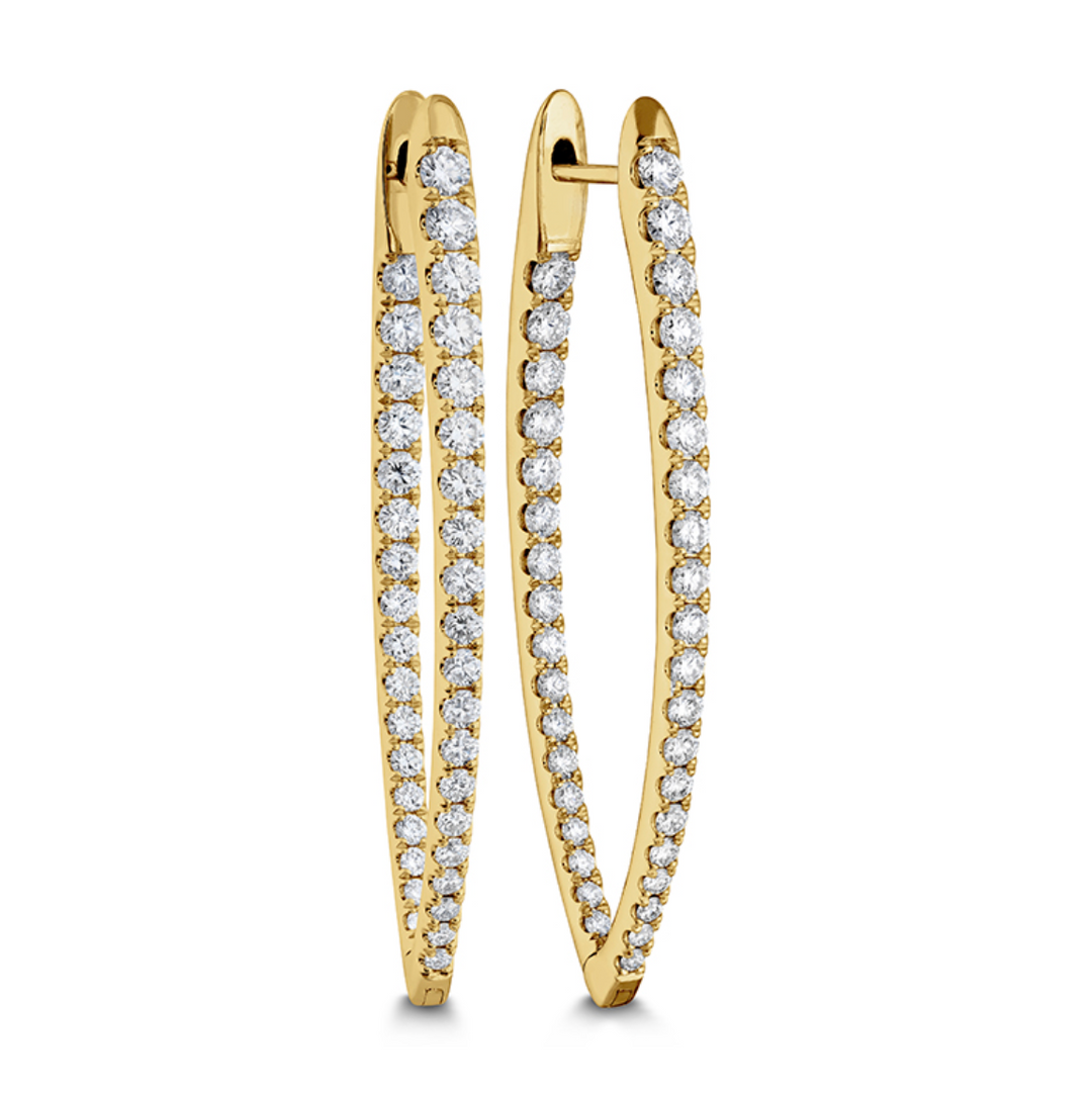 18K Yellow Gold Diamond Imperial Hoop Earrings