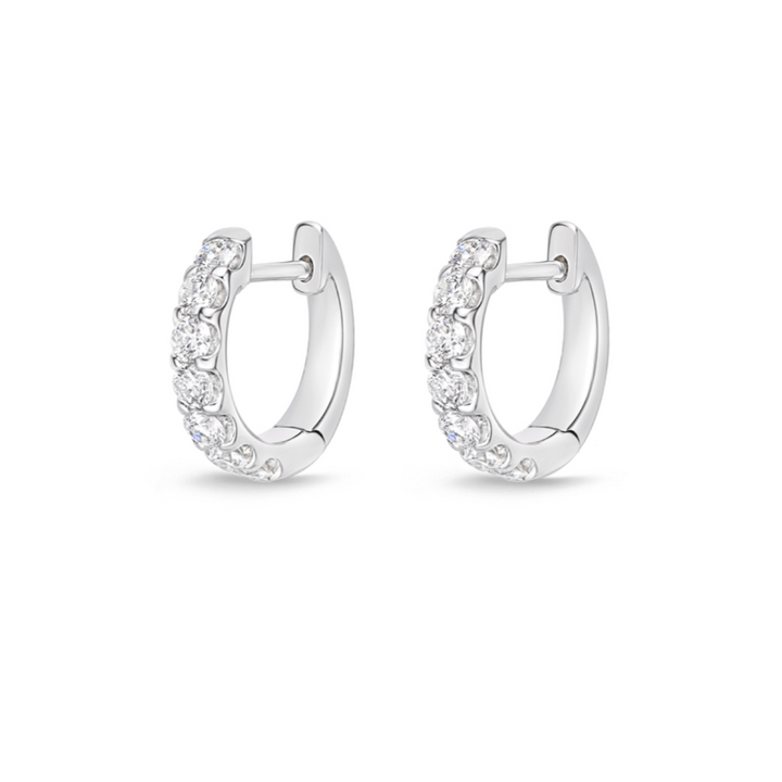 18K White Gold Diamond Odessa Huggie Hoop Earrings