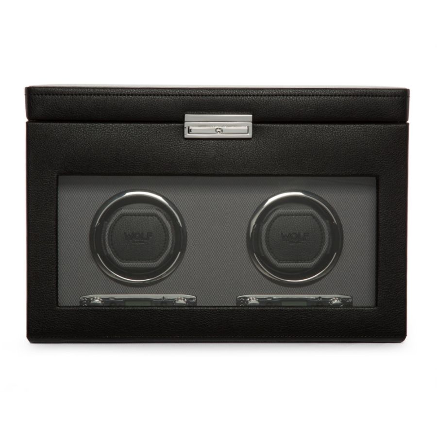 Viceroy Double Watch Winder in Black with Storage