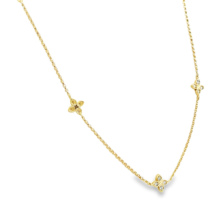 18K Yellow Gold Diamond Love by the Inch 5 Flower Station Necklace