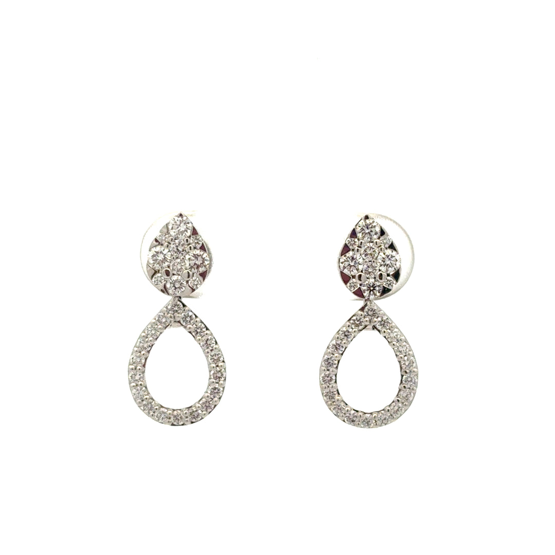 18K White Gold Diamond Pear Shape Evolve Three Way Earrings
