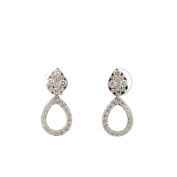 18K White Gold Diamond Pear Shape Evolve Three Way Earrings