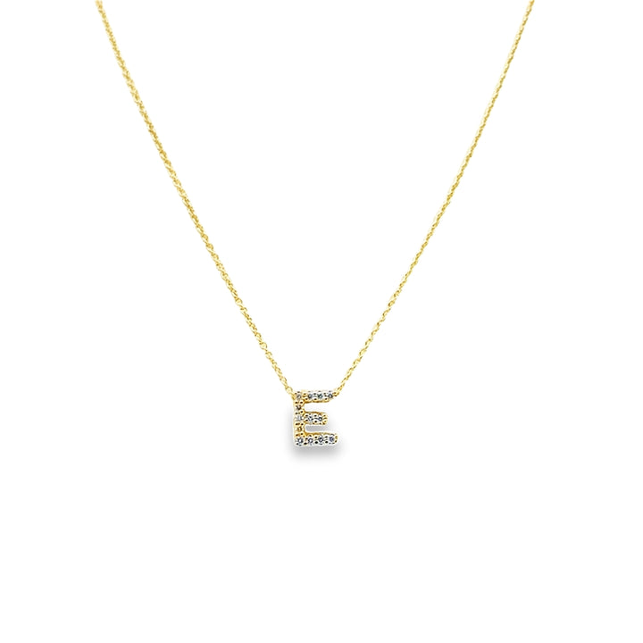 18K Yellow Gold Diamond Tiny Treasures Love Letter "E" Pendant Necklace