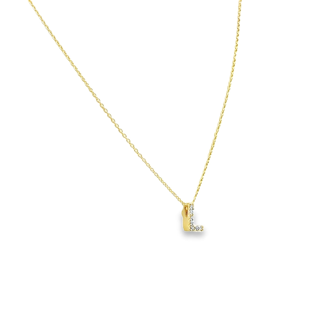 18K Yellow Gold Diamond Tiny Treasures Love Letter "L" Pendant Necklace