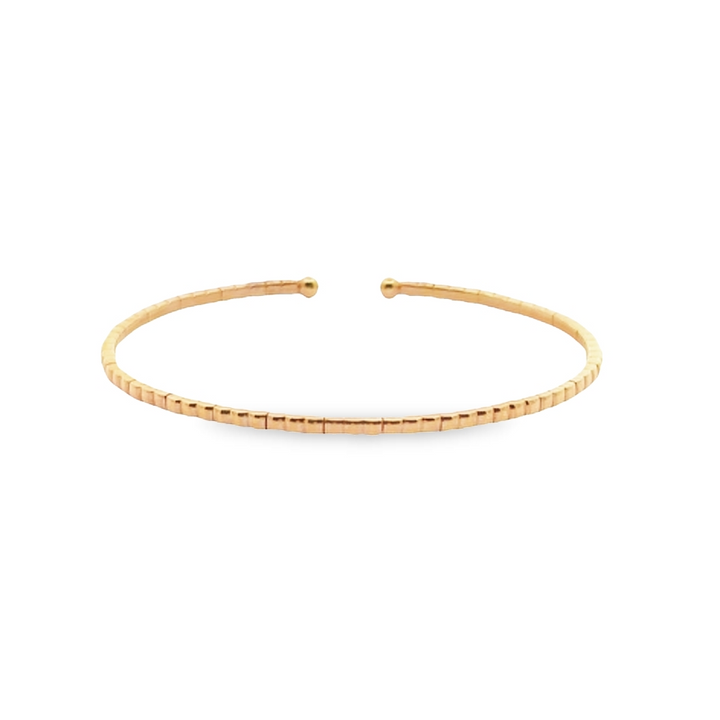 18K Rose Gold Ribbed Bangle Bracelet