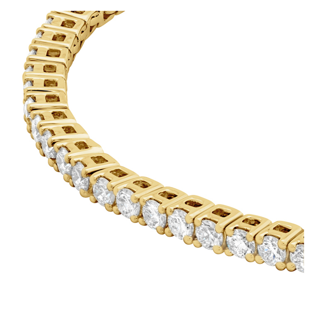 18K Yellow Gold Diamond 4 Prong Tennis Bracelet
