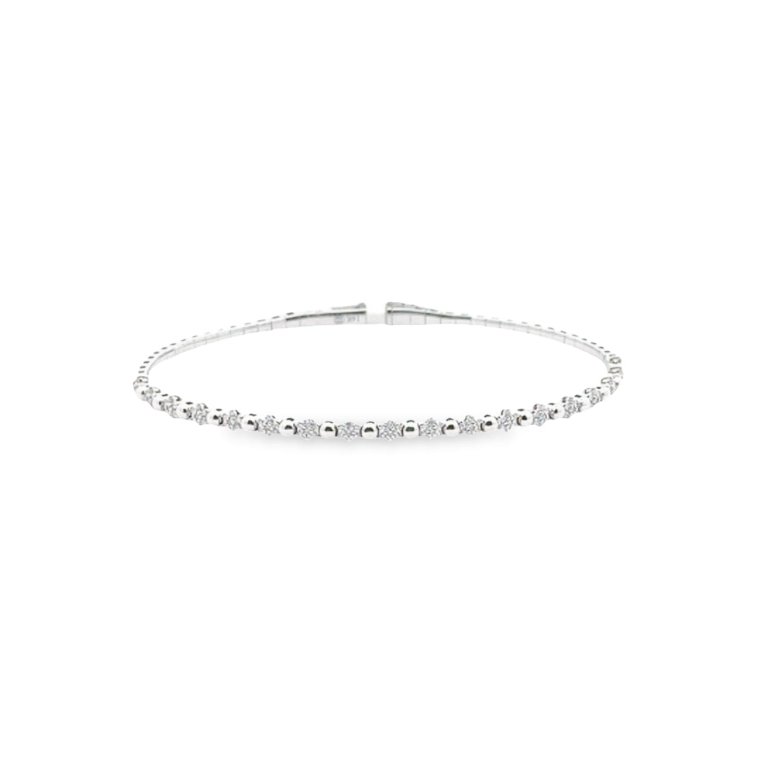 14K White Gold Diamond Star Flex Bangle Bracelet