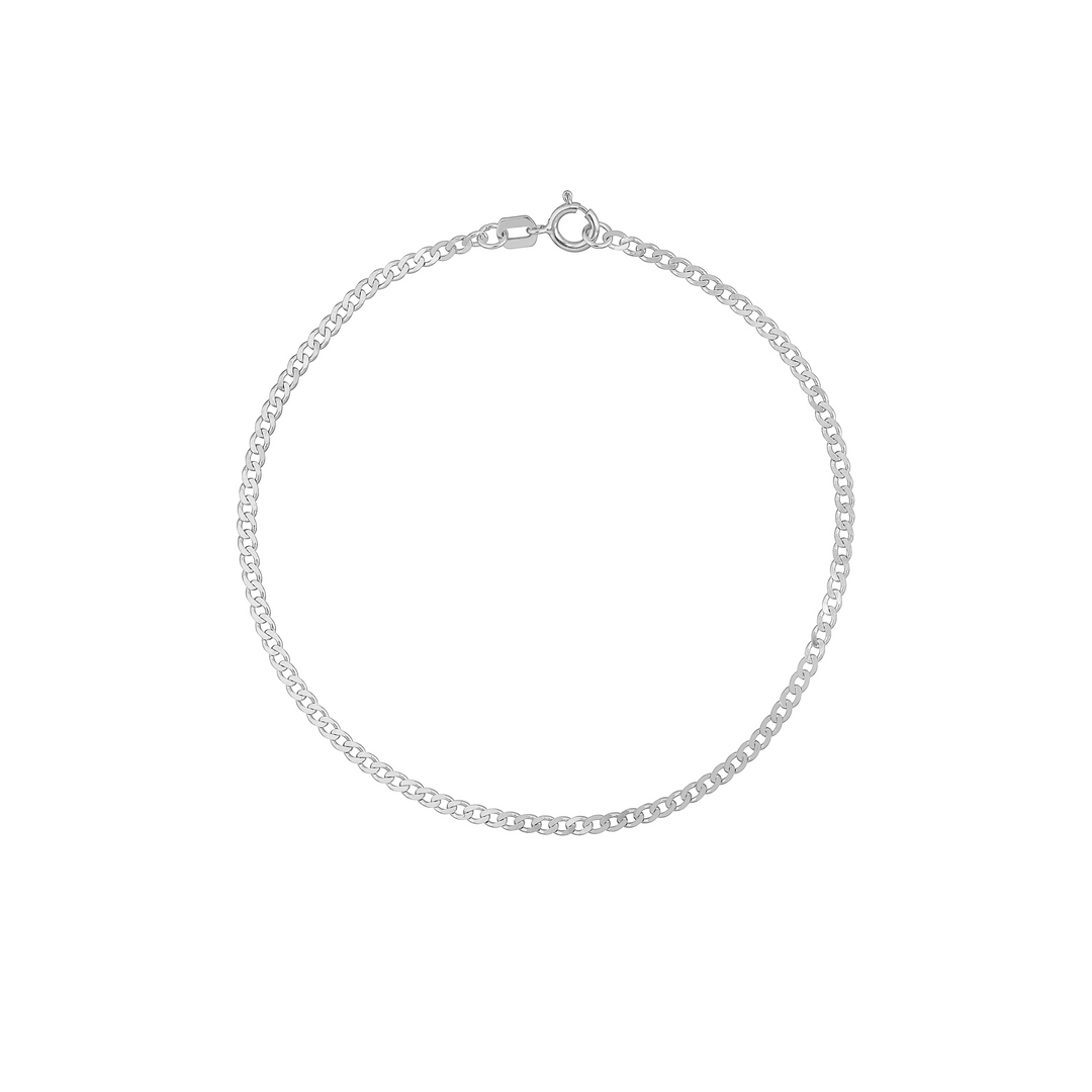 14K White Gold Curb Chain Bracelet