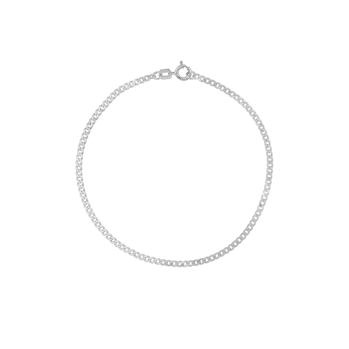 14K White Gold Curb Chain Bracelet