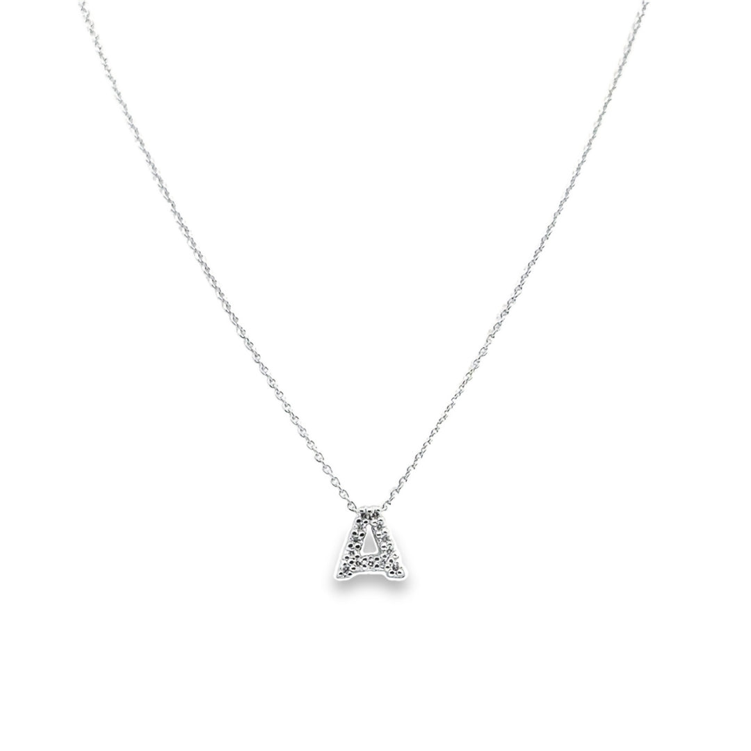 18K White Gold Diamond Tiny Treasures Love Letter "A" Pendant Necklace