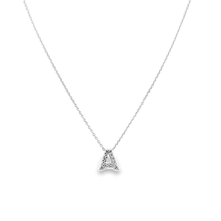 18K White Gold Diamond Tiny Treasures Love Letter "A" Pendant Necklace