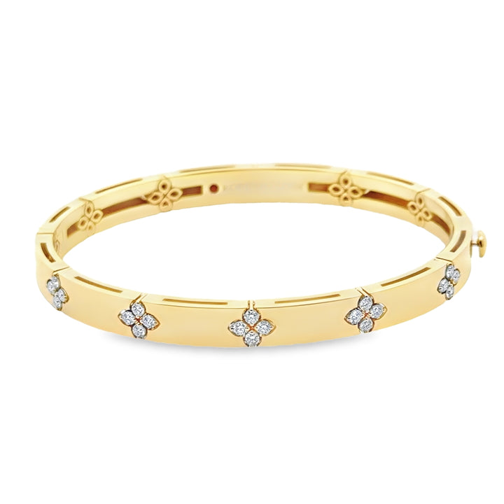 18K Yellow Gold Diamond Love in Verona Medium Width Bangle Bracelet