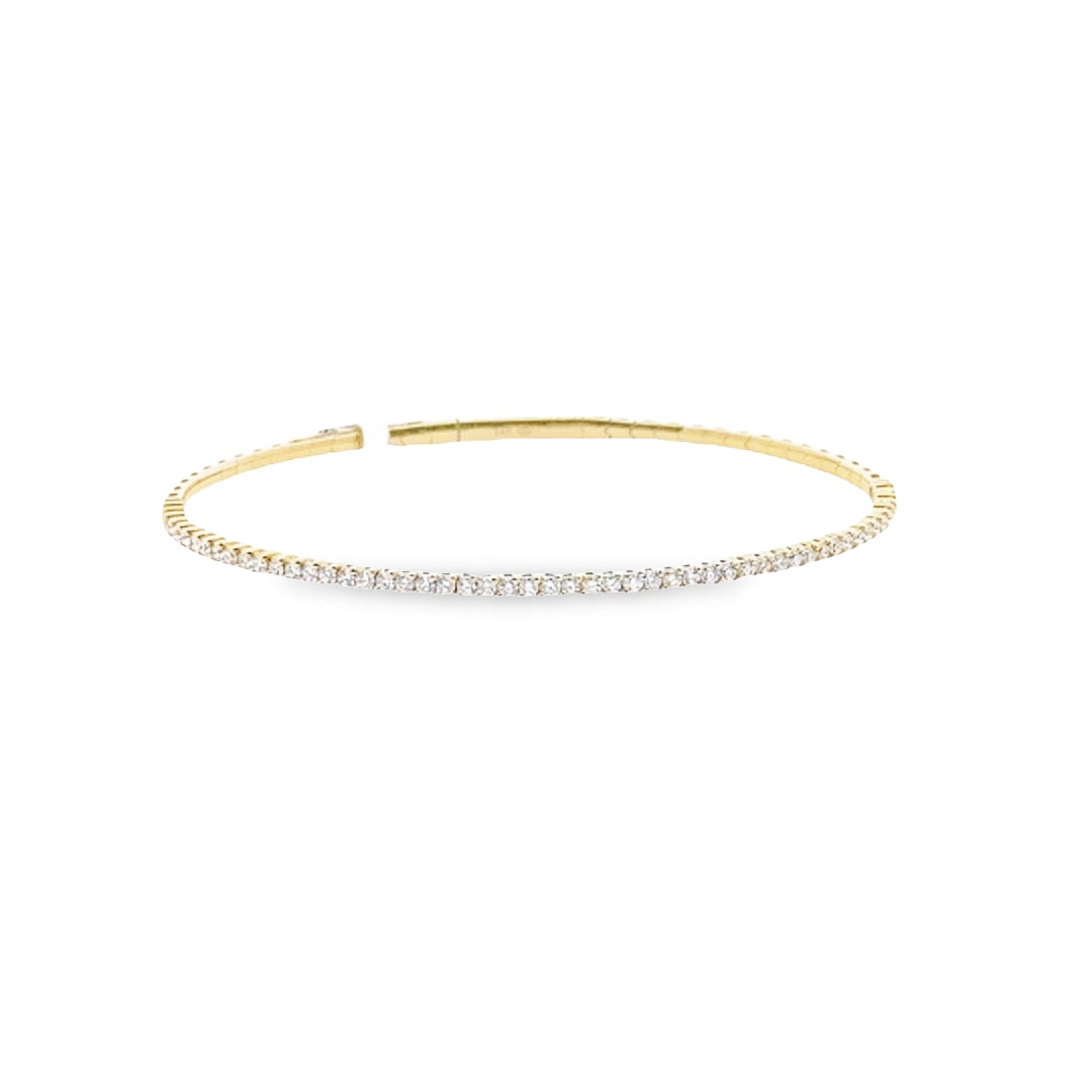 14K Yellow Gold Diamond Tennis Flex Bangle Bracelet