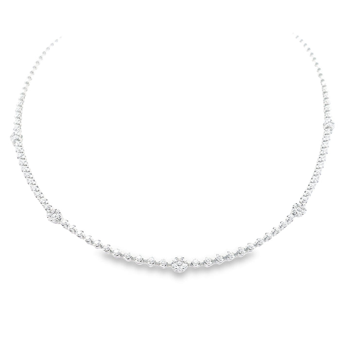 18K White Gold Diamond Tennis Necklace