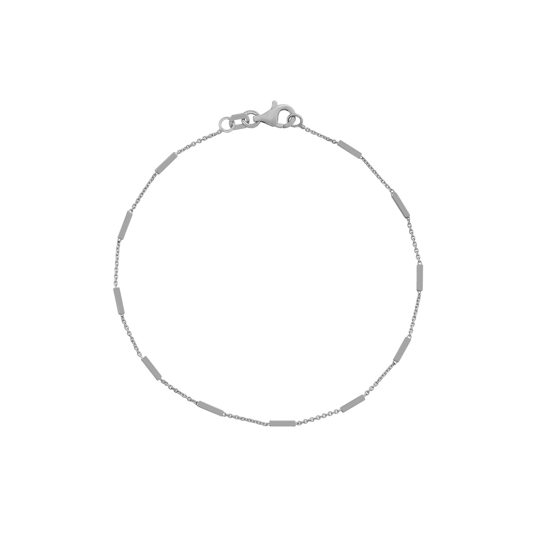 14K White Gold Bar Station Chain Bracelet