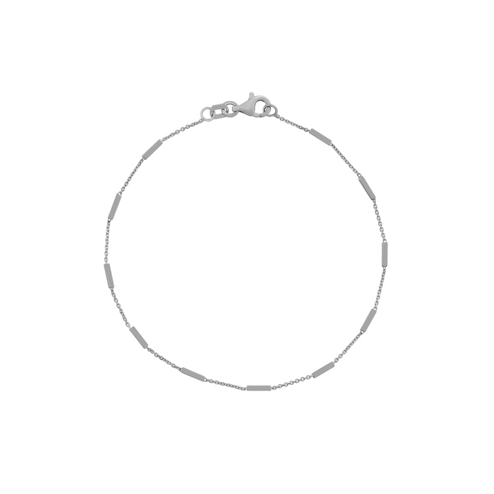 14K White Gold Bar Station Chain Bracelet